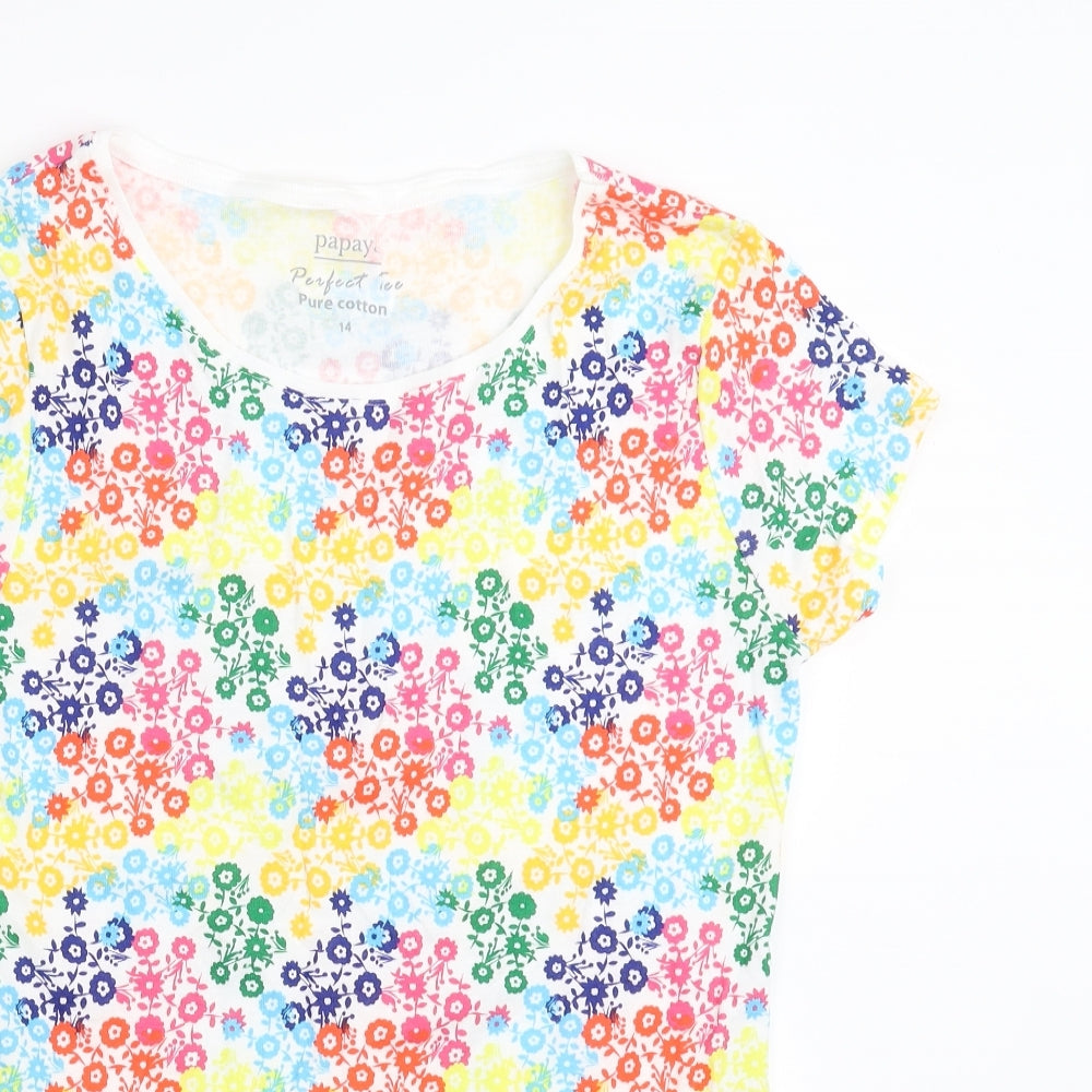 Papaya Womens Multicoloured Floral  Basic T-Shirt Size 14