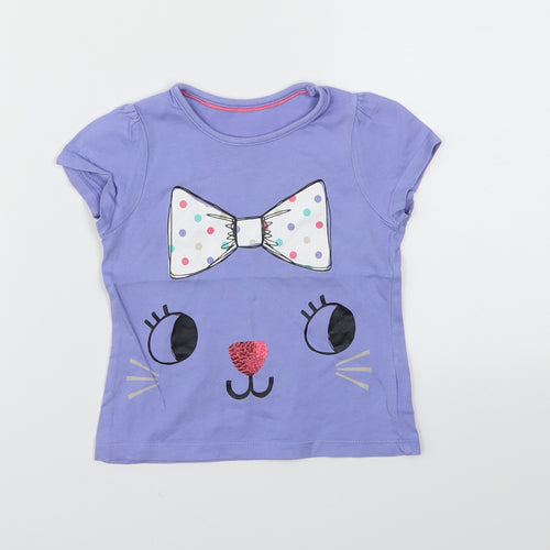 M Girls Purple Animal Print  Basic T-Shirt Size 12-18 Months