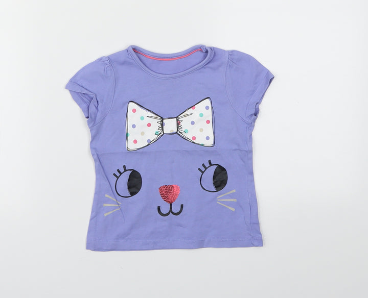 M Girls Purple Animal Print Basic T-Shirt Size 12-18 Months