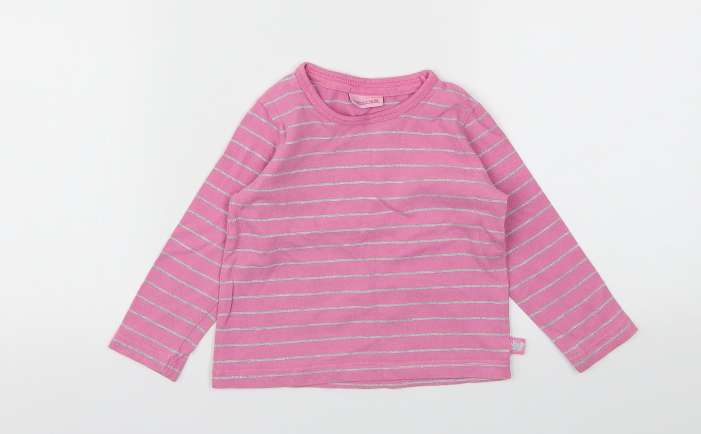 Cherokee Girls Pink Striped  Basic T-Shirt Size 12-18 Months