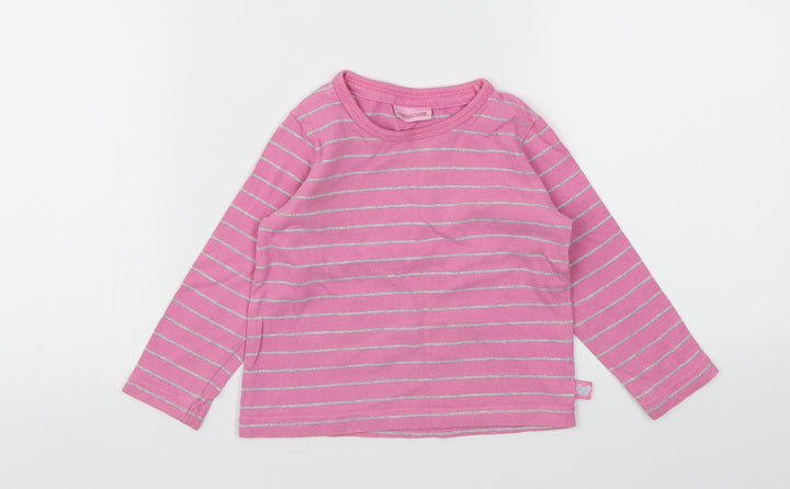 Cherokee Girls Pink Striped  Basic T-Shirt Size 12-18 Months