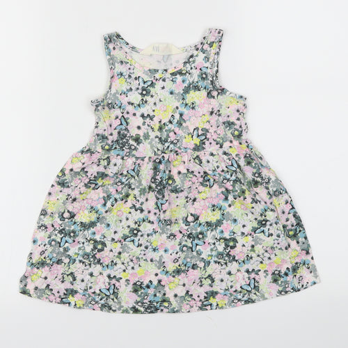 H&M Girls Multicoloured Floral  Fit & Flare  Size 2 Years