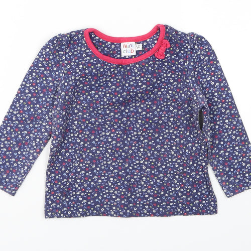 Mini Club Girls Blue Floral  Basic T-Shirt Size 12-18 Months