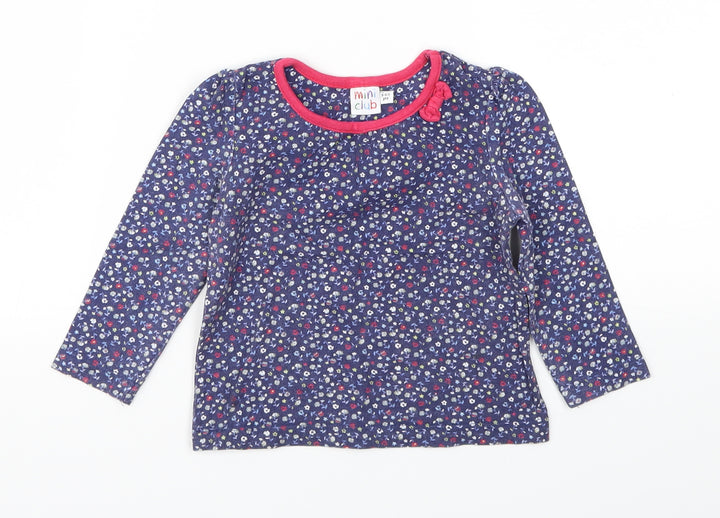 Mini Club Girls Blue Floral  Basic T-Shirt Size 12-18 Months