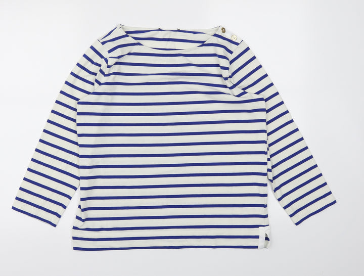 Preworn Womens Blue Striped Basic Polo Size M