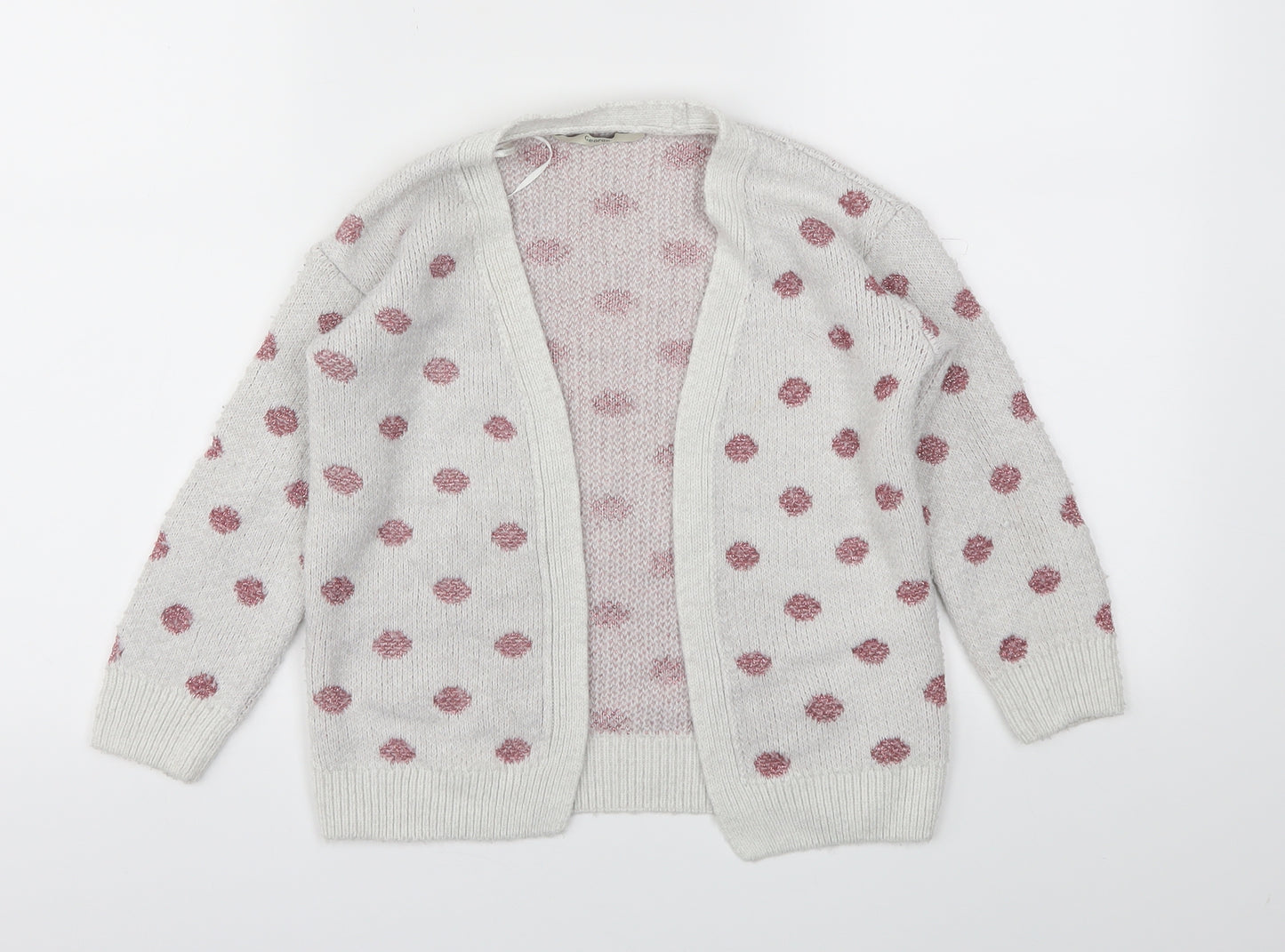 George Girls Grey Polka Dot  Cardigan Jumper Size 5-6 Years