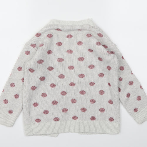 George Girls Grey Polka Dot  Cardigan Jumper Size 5-6 Years