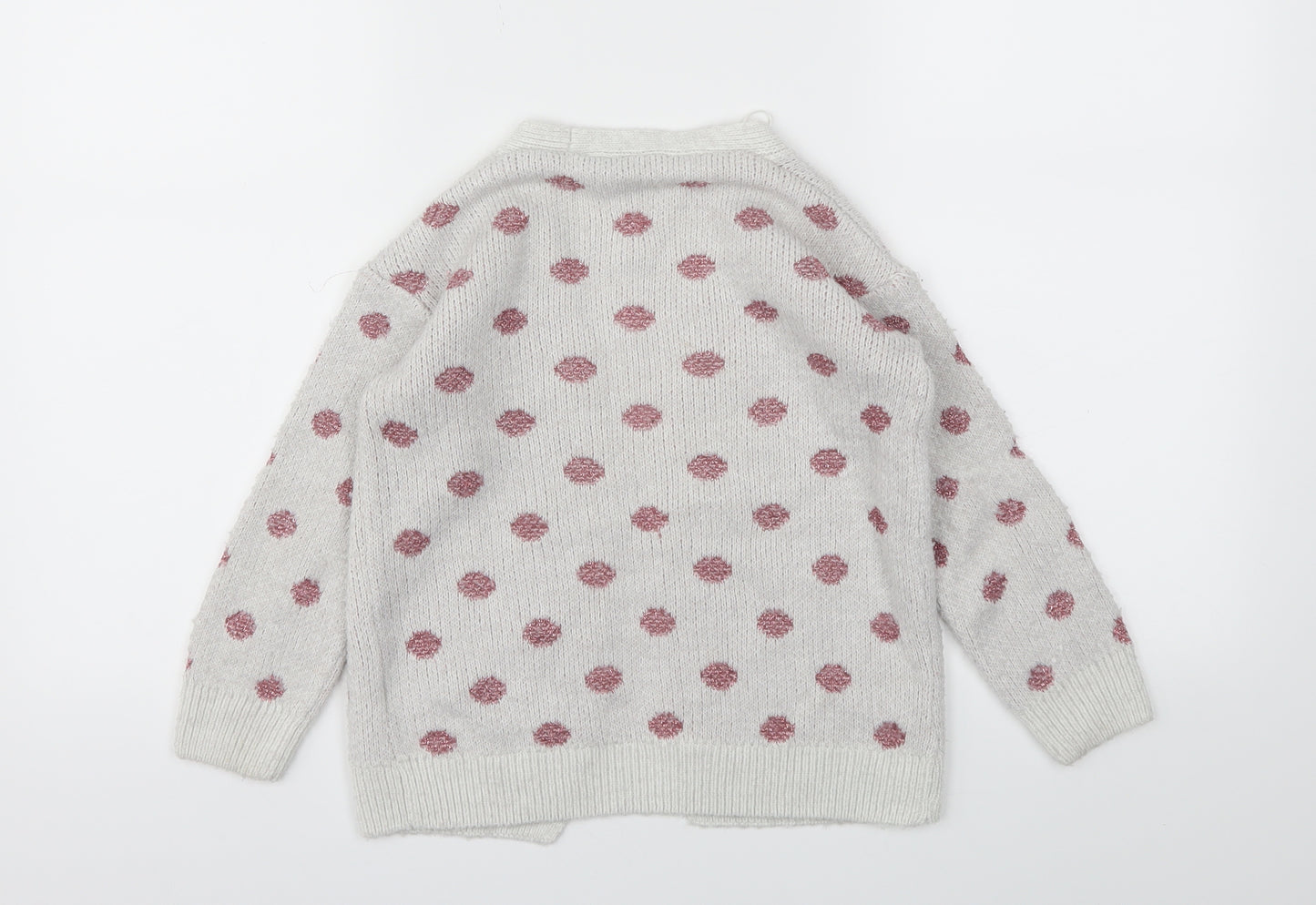 George Girls Grey Polka Dot  Cardigan Jumper Size 5-6 Years