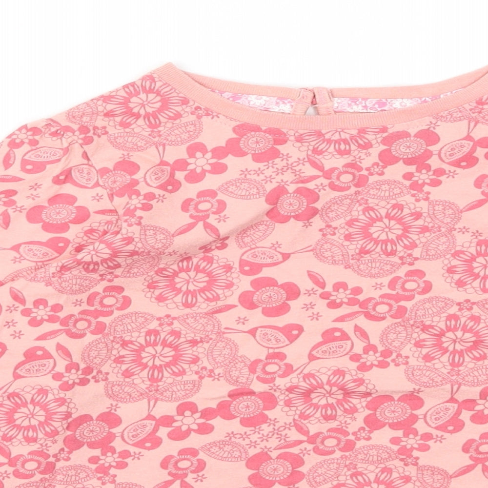 M&S Girls Pink Floral  Basic T-Shirt Size 5-6 Years