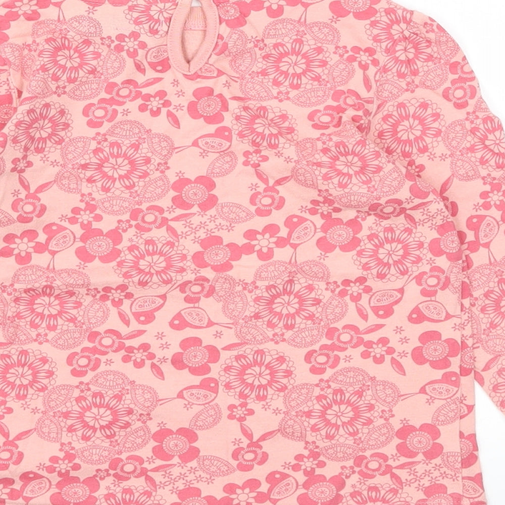 M&S Girls Pink Floral  Basic T-Shirt Size 5-6 Years