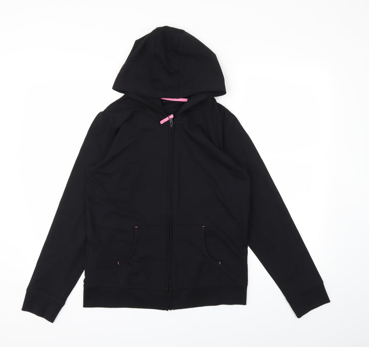 Preworn Girls Black   Full Zip Jumper Size 13-14 Years