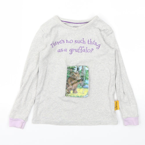 M&S Girls Grey Animal Print  Basic T-Shirt Size 5-6 Years