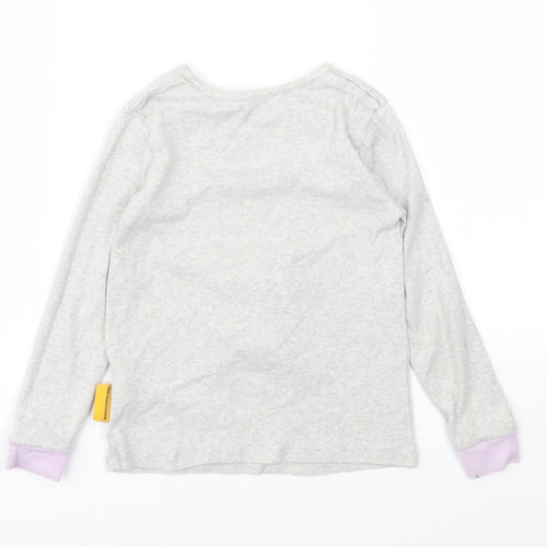 M&S Girls Grey Animal Print  Basic T-Shirt Size 5-6 Years