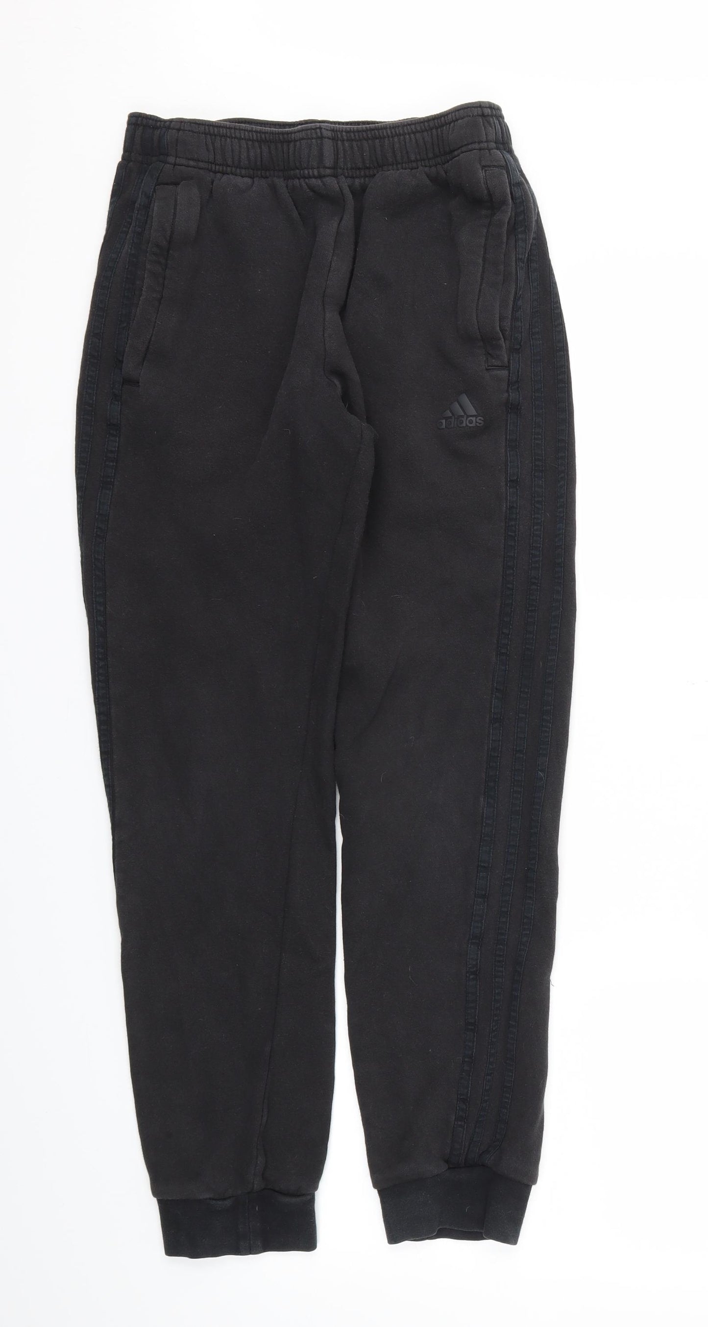 adidas Boys Black   Jogger Trousers Size S