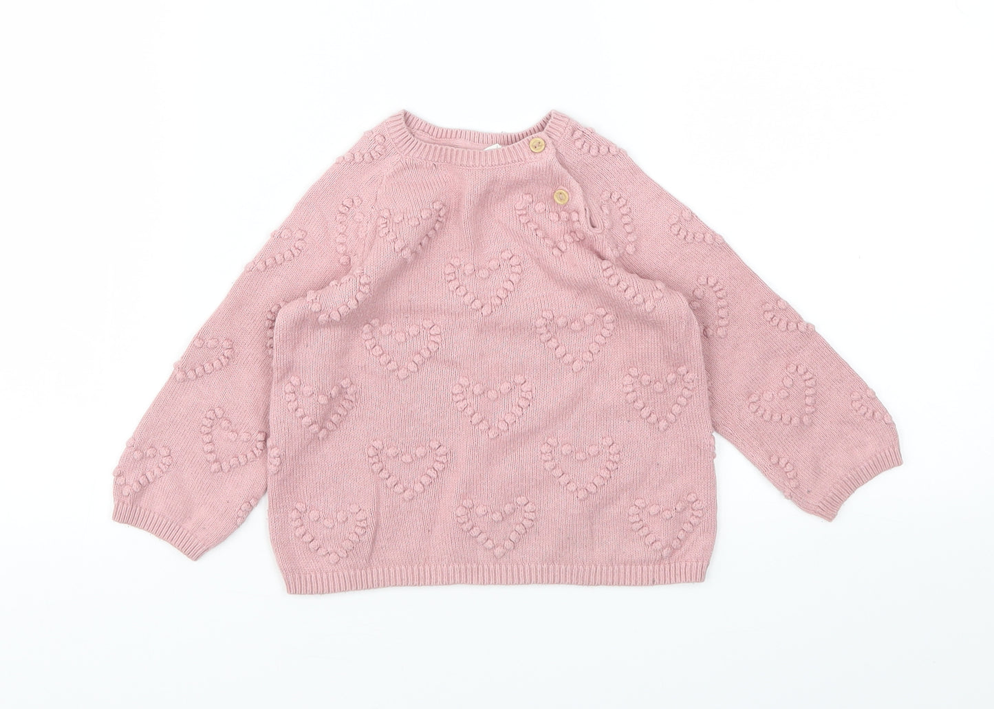 H&M Girls Pink Floral  Pullover Jumper Size 6-9 Months