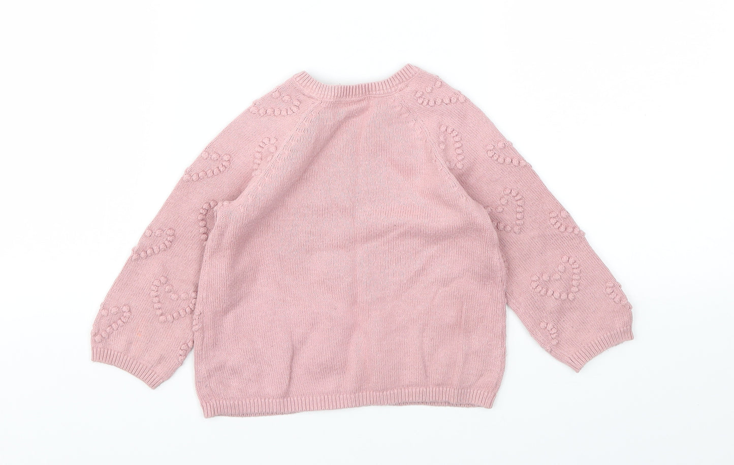 H&M Girls Pink Floral  Pullover Jumper Size 6-9 Months