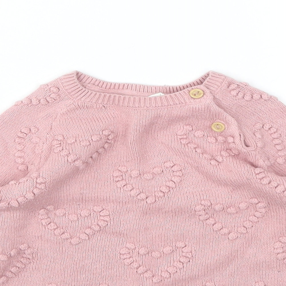 H&M Girls Pink Floral  Pullover Jumper Size 6-9 Months