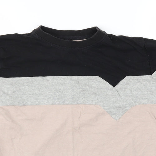 Topman Mens Black Striped   T-Shirt Size S