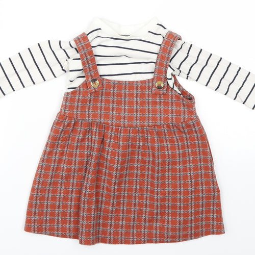 Next  Girls Brown Check  Fit & Flare  Size 6-9 Months
