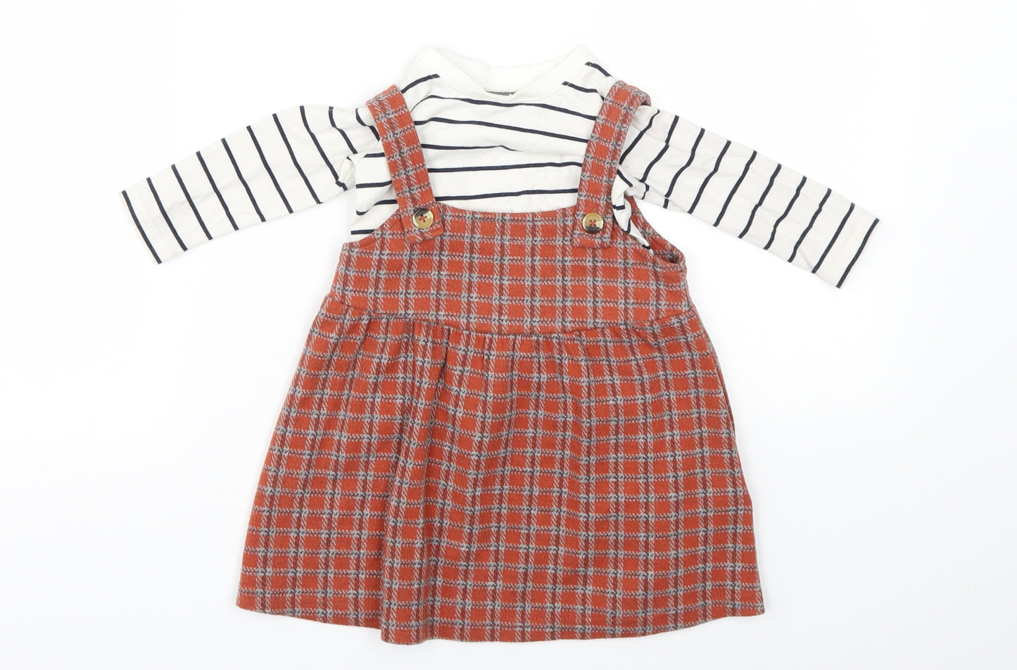 Next  Girls Brown Check  Fit & Flare  Size 6-9 Months