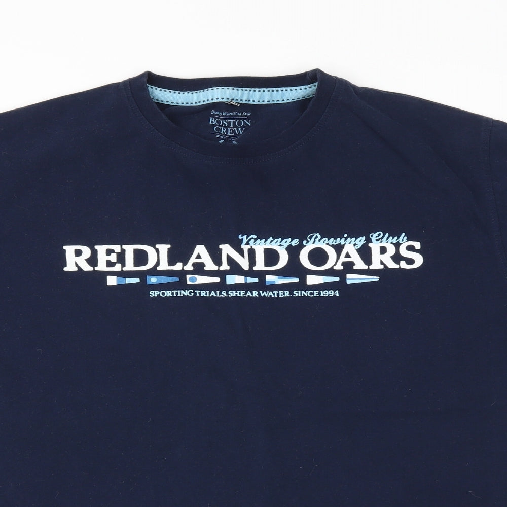 Boston crew  Mens Blue    T-Shirt Size L
