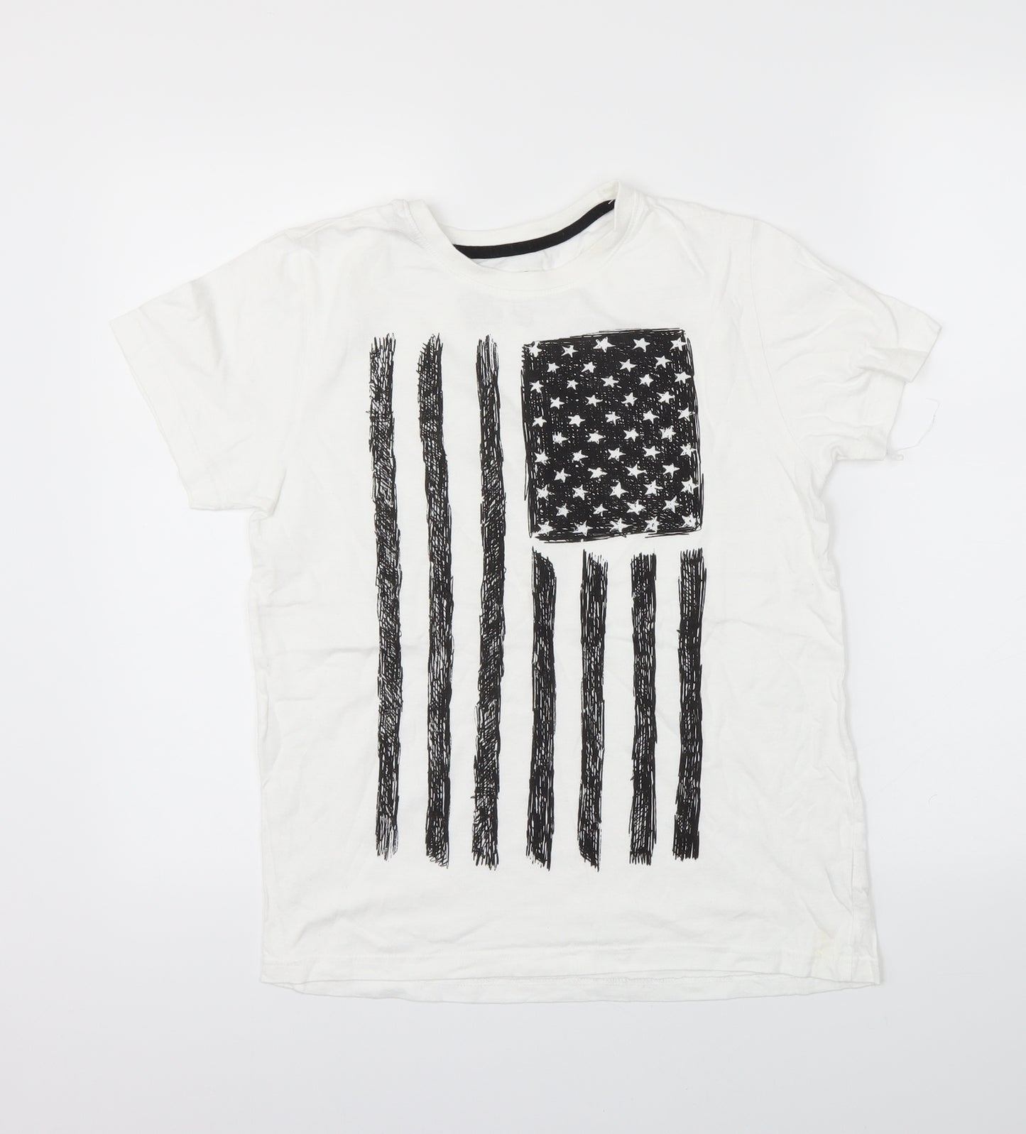 Primark Boys White   Jersey T-Shirt Size 10 Years