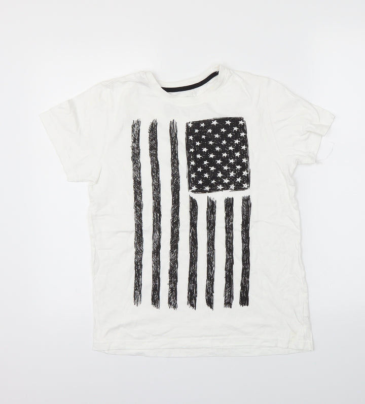 Primark Boys White   Jersey T-Shirt Size 10 Years