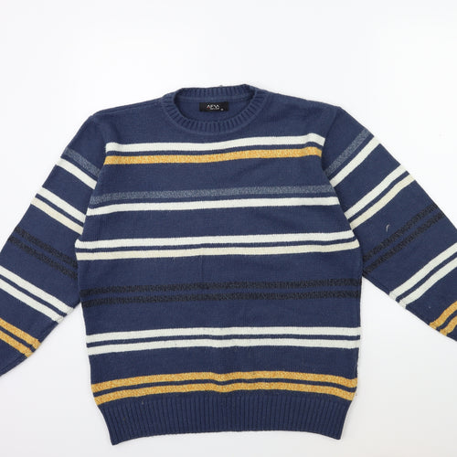 AFM Mens Blue Striped  Pullover Jumper Size M