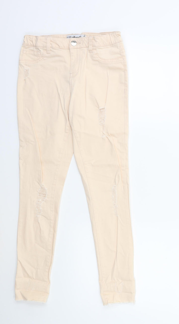 Denim & Co. Girls Beige  Denim Skinny Jeans Size 10-11 Years