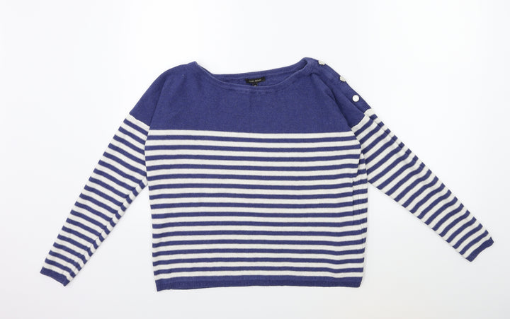 River Island Womens White Striped Knit Pullover Jumper Size 10