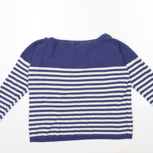River Island Womens White Striped Knit Pullover Jumper Size 10