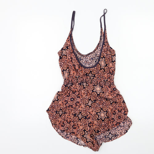 Ecote Womens Red Floral  Playsuit One-Piece Size S