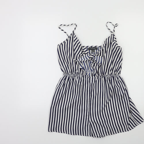 Primark Womens Black Striped  Playsuit One-Piece Size 10
