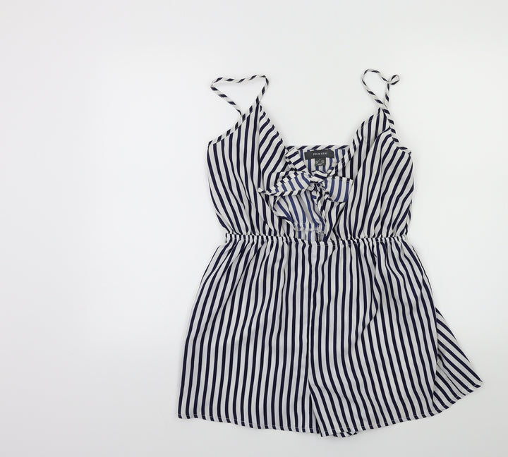 Primark Womens Black Striped Playsuit One-Piece Size 10
