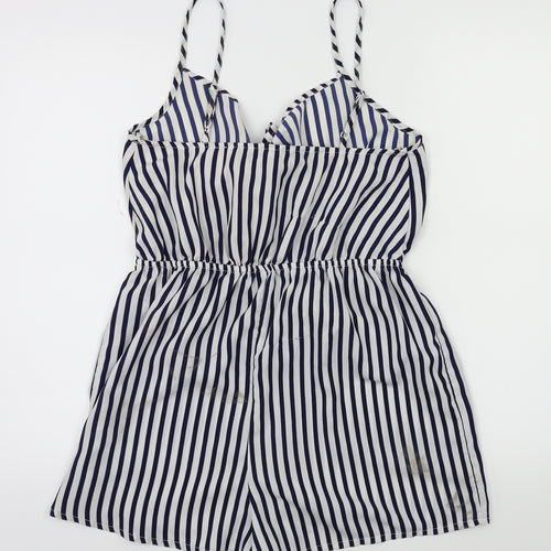 Primark Womens Black Striped  Playsuit One-Piece Size 10