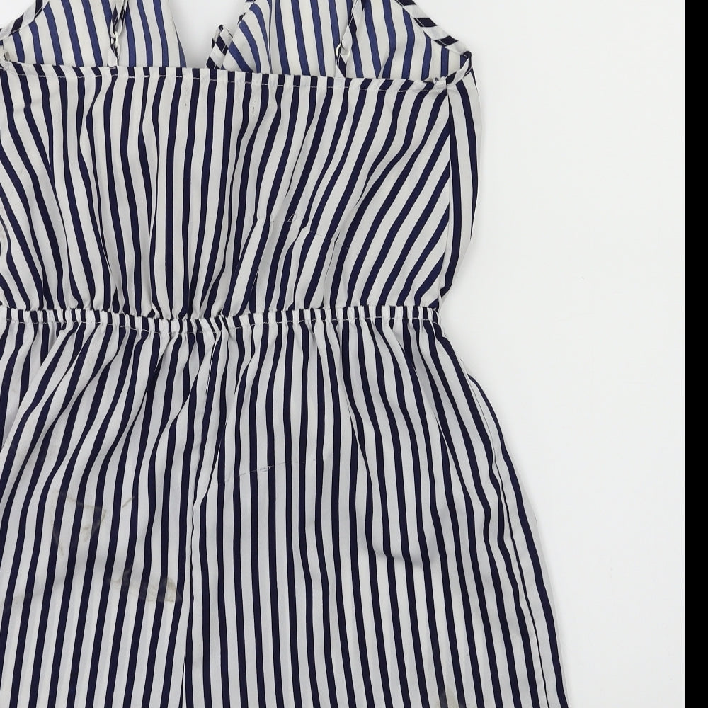 Primark Womens Black Striped  Playsuit One-Piece Size 10