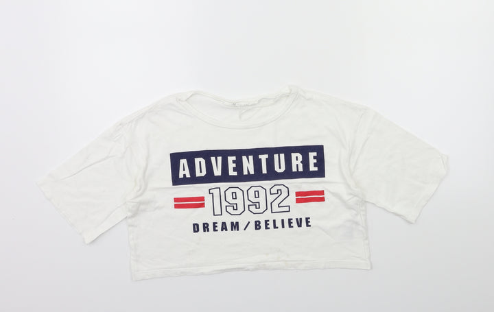 H&M Girls White Basic T-Shirt Size 9-10 Years
