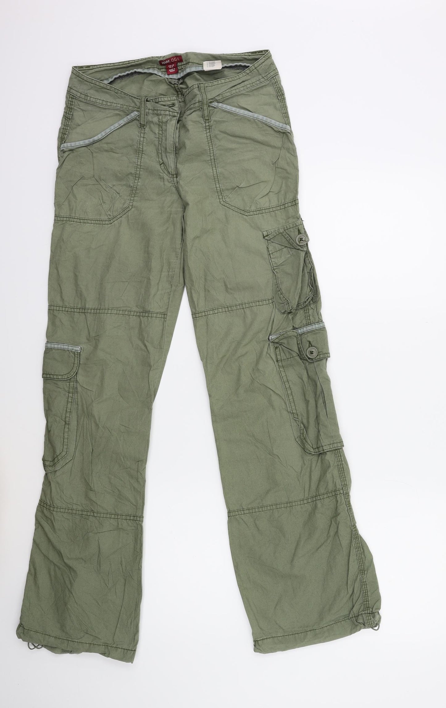 H&M Womens Green   Cargo Trousers Size 8 L30 in