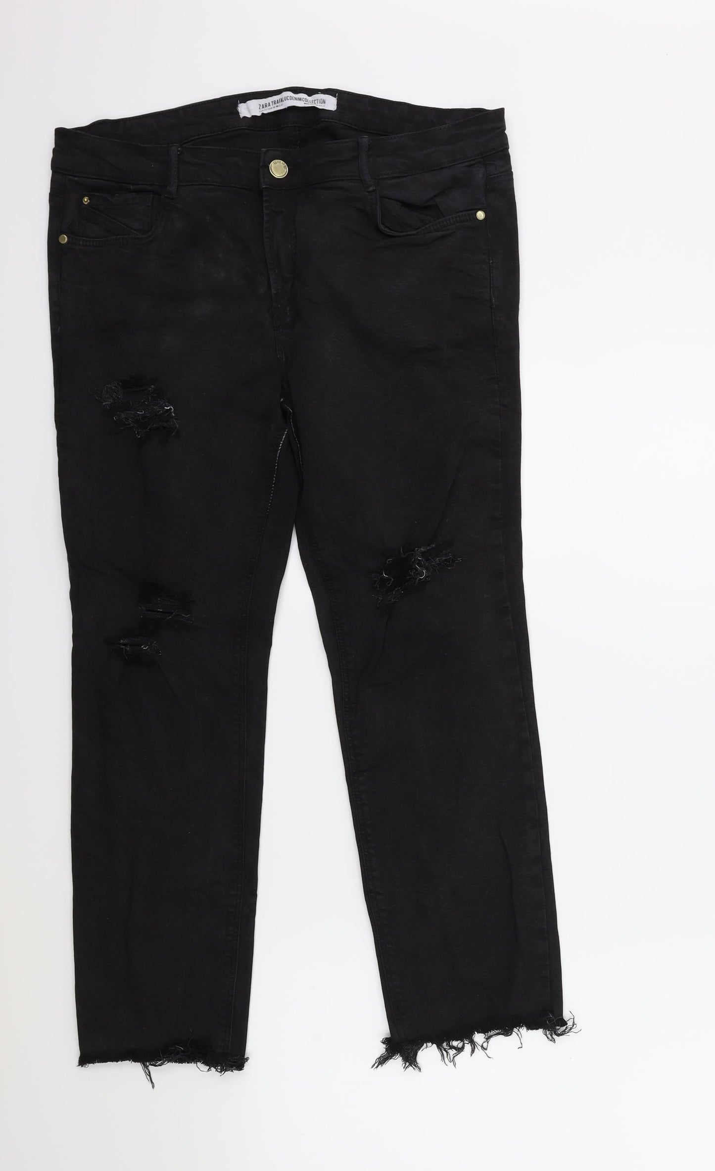 Zara Womens Black  Denim Skinny Jeans Size 14 L25 in