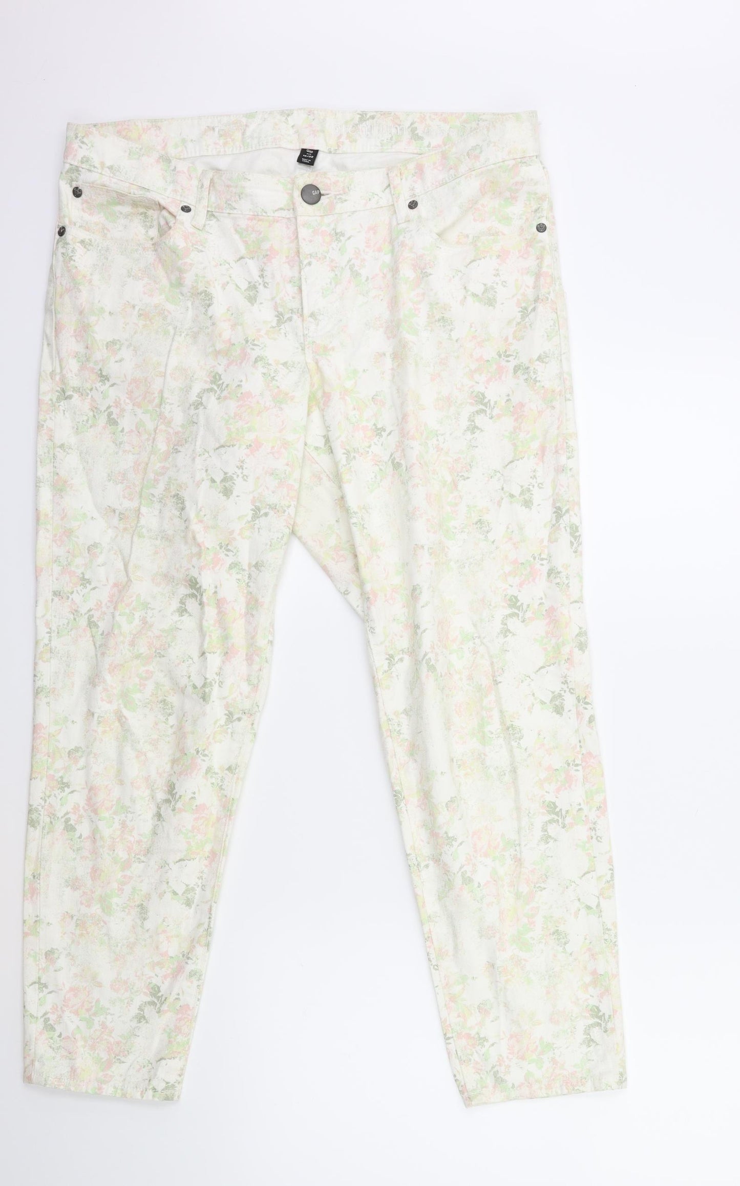 Gap Womens Beige Floral Denim Skinny Jeans Size 14 L27 in