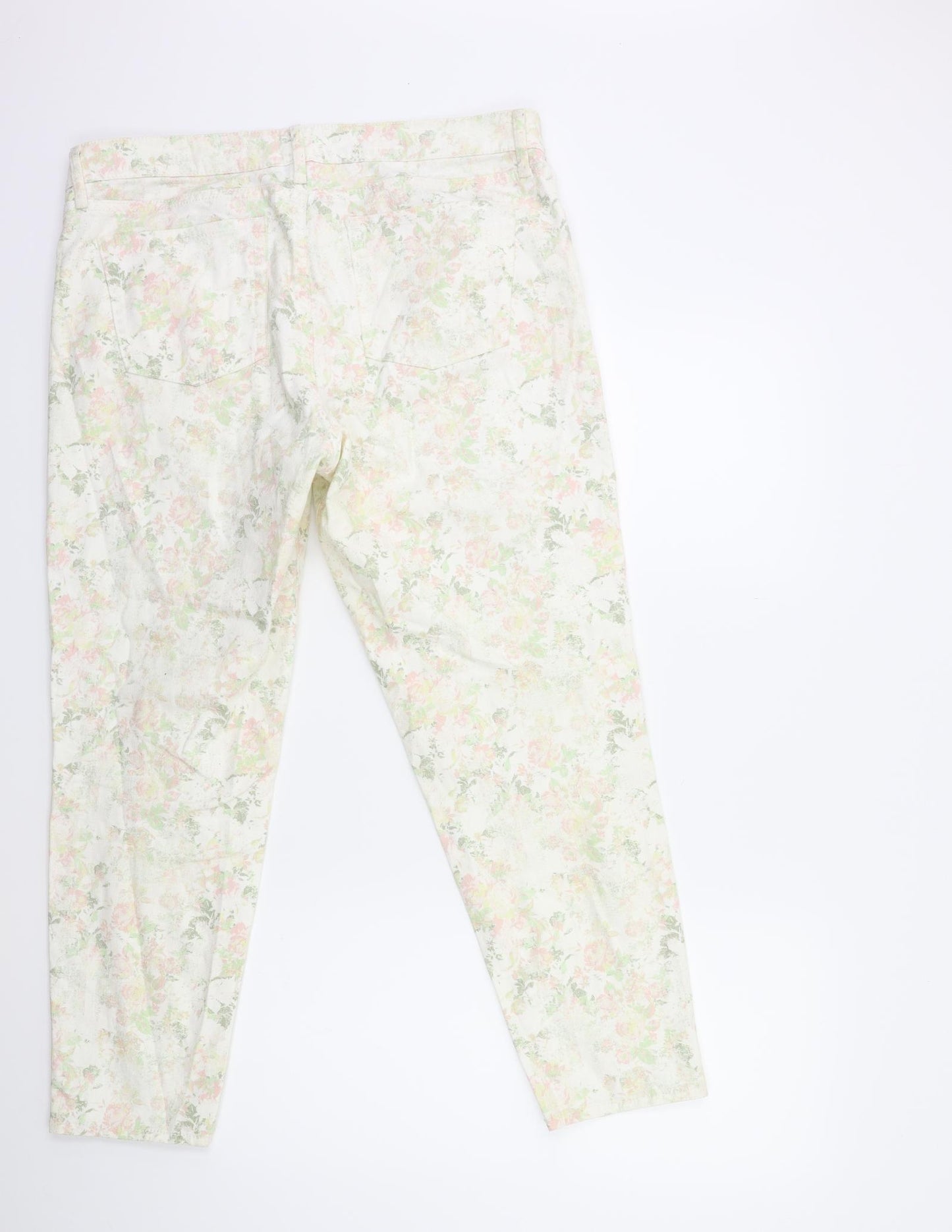 Gap Womens Beige Floral Denim Skinny Jeans Size 14 L27 in