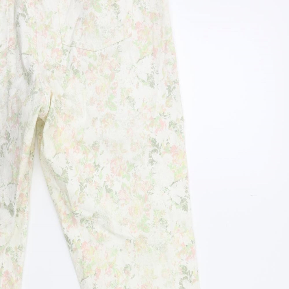 Gap Womens Beige Floral Denim Skinny Jeans Size 14 L27 in