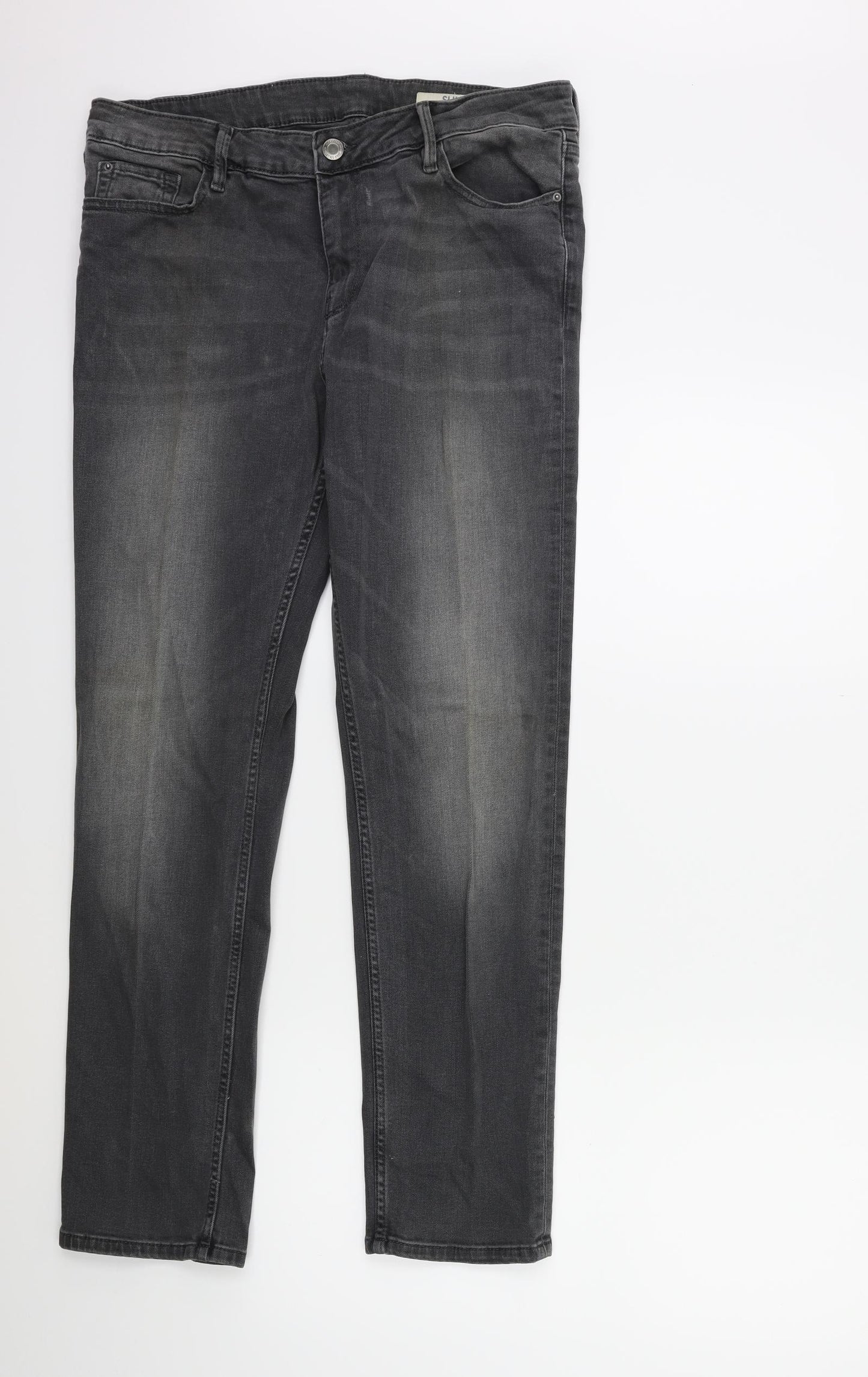 Marks and Spencer Womens Grey  Denim Straight Jeans Size 14 L30 in