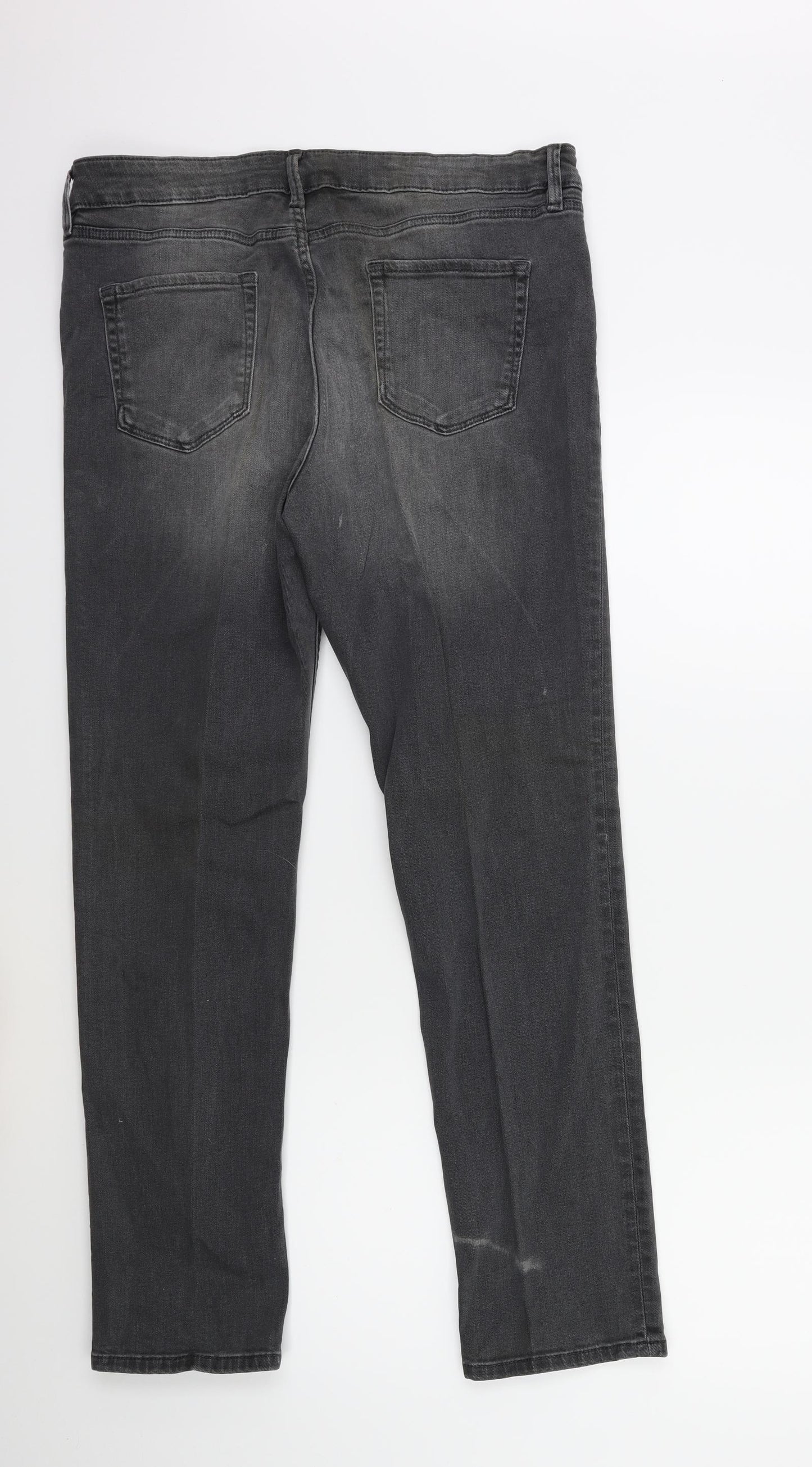 Marks and Spencer Womens Grey  Denim Straight Jeans Size 14 L30 in