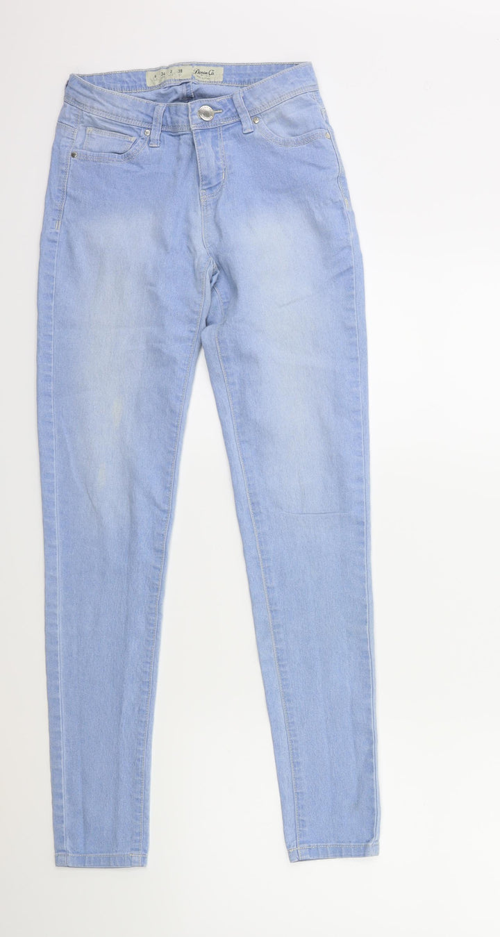 Denim & Co. Womens Blue Denim Skinny Jeans Size 6 L28 in