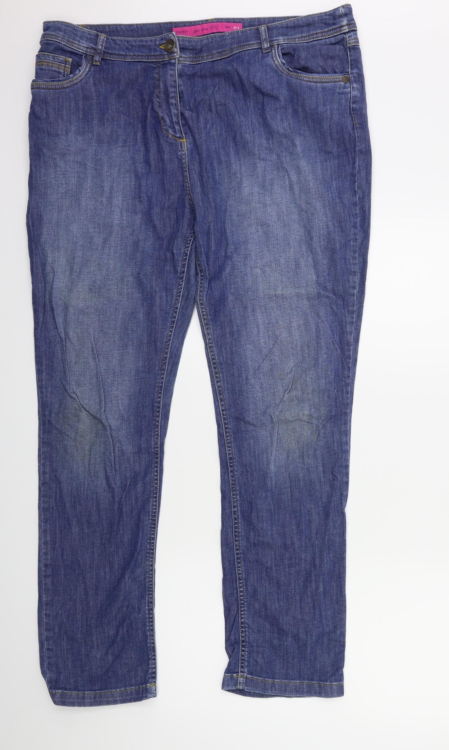 Per Una Womens Blue  Denim Straight Jeans Size 20 L29 in