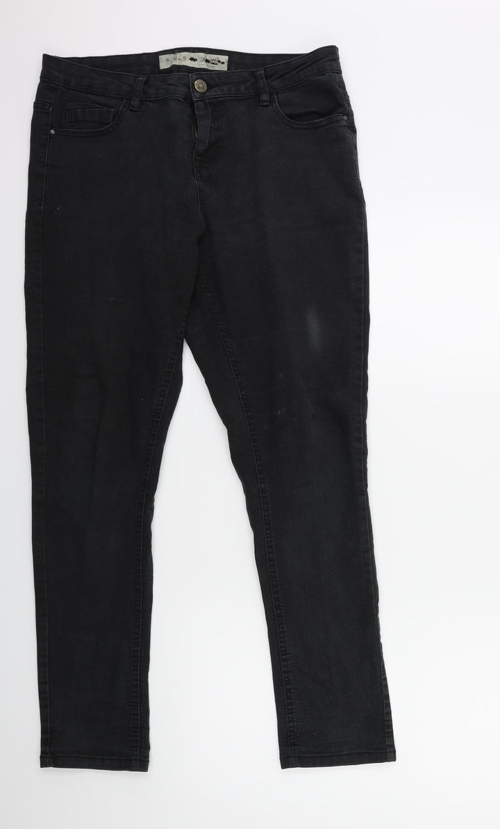 Denim & Co. Womens Black Denim Straight Jeans Size 14 L28 in