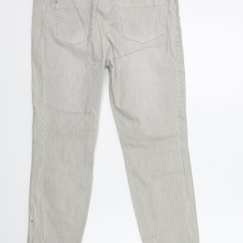 Preworn Womens Beige Striped Denim Straight Jeans Size 12 L26 in