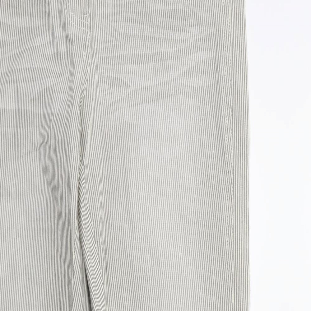 Preworn Womens Beige Striped Denim Straight Jeans Size 12 L26 in