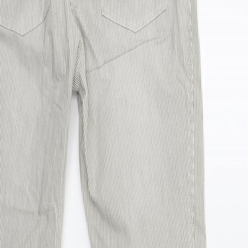 Preworn Womens Beige Striped Denim Straight Jeans Size 12 L26 in